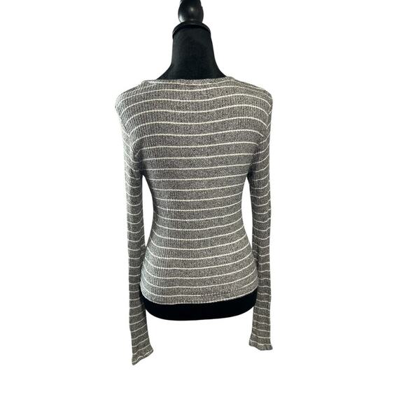 Brandy Melville Gray White Stripe One Size Long Sleeve Top - Picture 2 of 6